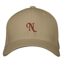 Red Flexfit Wool N Letter Monogram Initial-Hat Bestickte Baseballkappe