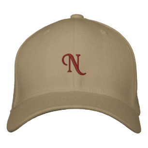 Red Flexfit Wool N Letter Monogram Initial-Hat Bestickte Baseballkappe
