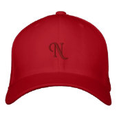 Red Flexfit Wool N Letter Monogram Initial-Hat Bestickte Baseballkappe (Vorderseite)