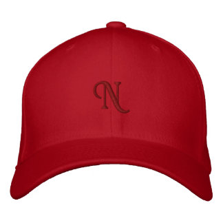 Red Flexfit Wool N Letter Monogram Initial-Hat Bestickte Baseballkappe