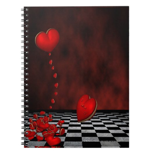 Red Floating Hearts Notebook Notizblock (Vorderseite)