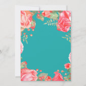 Red Floral 30. Geburtstag Gold Glitzer und Aquamar Einladung (Rückseite)