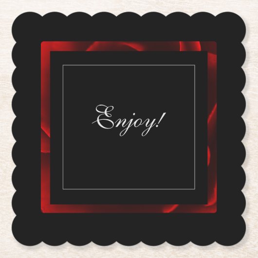 Red Floral Accent Modern Untersetzer (Vorderseite)