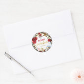 Red Floral Alice im Wunderland Birthday Onederland Runder Aufkleber (Umschlag)