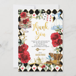 Red Floral Alice im Wunderland Dankeschön Card Einladung