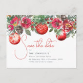 Red Floral Annual Christmas Party Ankündigungspostkarte (Vorderseite)