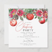 Red Floral Annual Christmas Party Einladung (Vorderseite)