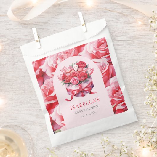 Red Floral Arch Baby Dusche Personalisiert Geschenktütchen (Ausgeschnitten)