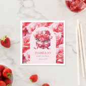 Red Floral Arch Baby Dusche Personalisiert Serviette (Beispiel)