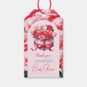 Red Floral Arch Baby Dusche Vielen Dank Geschenkanhänger (Vorderseite)