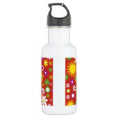 Red Floral Art Edelstahlflasche (Rückseite)