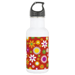 Red Floral Art Edelstahlflasche