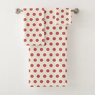 Red Floral Badhandtuch Set