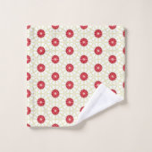Red Floral Badhandtuch Set (Waschlappen)