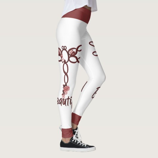 Red Floral "Beautiful" Dragonfly Design Legierung Leggings (Rechts)