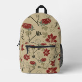 Red Floral Bedruckter Rucksack (Vorderseite)