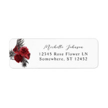 Red Floral & Black Floral Return Address Label