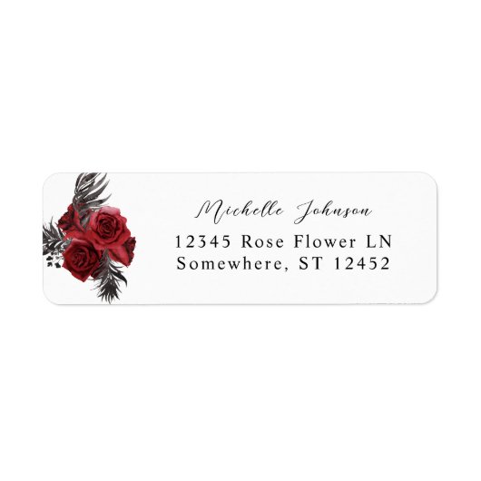 Red Floral & Black Floral Return Address Label (Vorne)