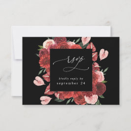 Red Floral Black w Meal UAWG RSVP Karte