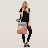 Red Floral Block Print w Blue Stripes and Stars Tasche (Am Model)