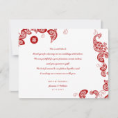 Red Floral Boho Peacock Eastern Chic Asiatische Ho Dankeskarte (Vorderseite)