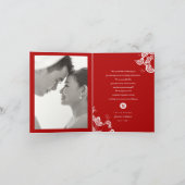 Red Floral Boho Peacock Eastern Chic Asiatische Ho Dankeskarte (Innenseite)