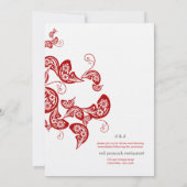 Red Floral Boho Peacock Eastern Chic Asiatische Ho Einladung (Rückseite)