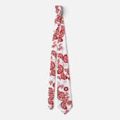 Red Floral Boho Peacock Elegantes orientalisches C Krawatte (Rückseite)