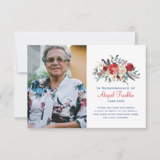 Red Floral Bouquet im Gedenken an die Gedenkkarte Dankeskarte