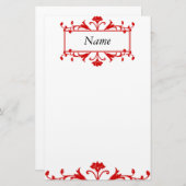 Red Floral Briefpapier (Vorne/Hinten)