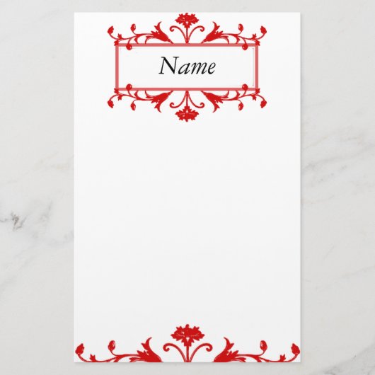 Red Floral Briefpapier (Vorderseite)