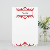 Red Floral Briefpapier (Stehend Vorderseite)
