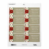 Red Floral Burlap Weihnachtsbäckerchen Labels (Vorne)