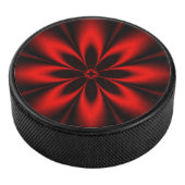 Red Floral Burst Eishockey Puck (3/4)