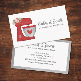 Red Floral Cake Mixer Bakery Business Card Visitenkarte