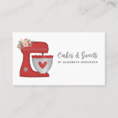 Red Floral Cake Mixer Bakery Business Card Visitenkarte (Vorderseite)