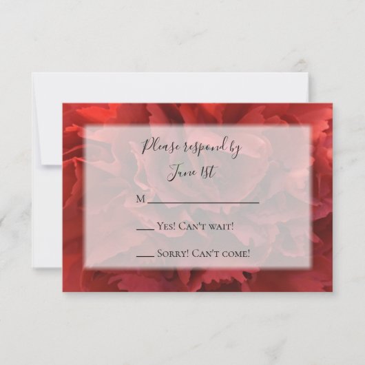 Red Floral Carnation Wedding RSVP Response Card Karte (Vorderseite)