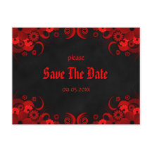 Red Floral Chalkboard Save the Date Postkarten