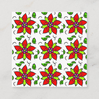 Red Floral Chic Quadratische Visitenkarte