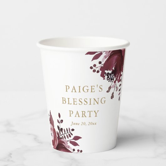 Red Floral Christlich Mother und Baby Segen Pappbecher (Rückseite)