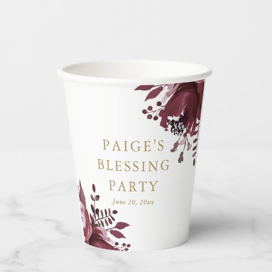 Red Floral Christlich Mother und Baby Segen Pappbecher (Vorderseite)