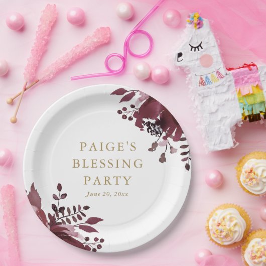 Red Floral Christlich Mother und Baby Segen Pappteller (Party)