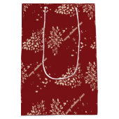 Red Floral Christmas Pattern Mittlere Geschenktüte (Rückseite)