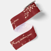 Red Floral Christmas Pattern Satinband (Rückseite)