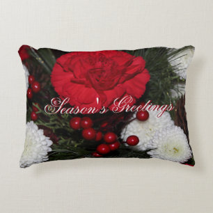 Red Floral Christmas Zuhause Decorator Dekokissen