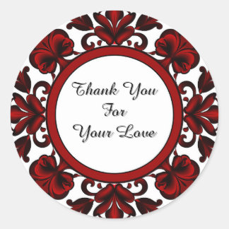 Red Floral Circular Frame Runder Aufkleber