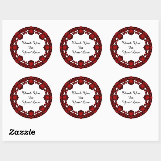 Red Floral Circular Frame Runder Aufkleber (Blatt)