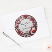 Red Floral Circular Frame Runder Aufkleber (Umschlag)