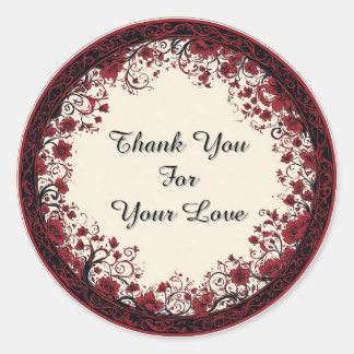 Red Floral Circular Frame Runder Aufkleber