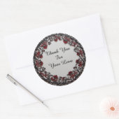 Red Floral Circular Frame Runder Aufkleber (Umschlag)